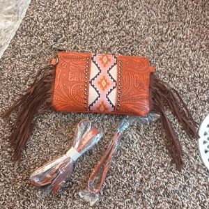 Aztec print wristlet / crossbody